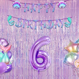 GREATRIL Holographic Tinsel Foil Fringe Curtain, 3.2 x 6.5 ft, Iridescent Party Streamers, 2 Pack (Purple)