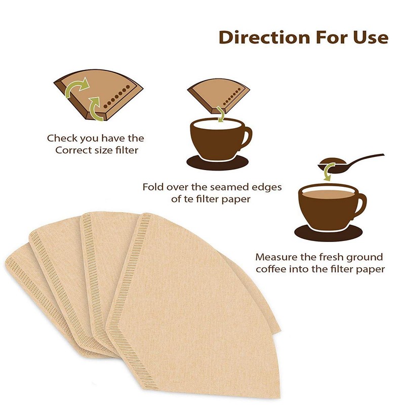 100Pcs 103 Coffee Filter Paper Disposable Natural Unbleached Original Wooden