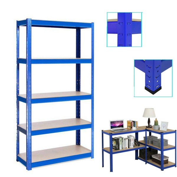 EFAN Heavy Duty 5 Tier Blue Garage Shelving Units - 150cm x 70cm x 30cm Racking Boltless Metal Storage Shelves, 875KG Capacity (175kg Per Shelf), for Garage, Kitchen, Office, Workshop