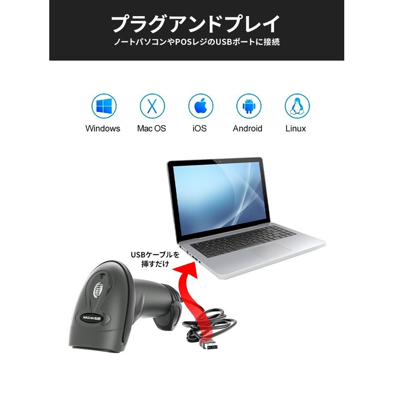 WS3208 Handheld 1D 2D Imager Scanner Wasshin Tech Barcode Reader