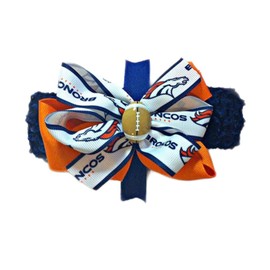 Broncos Baby Girl Boutique Bow Crocheted Headband