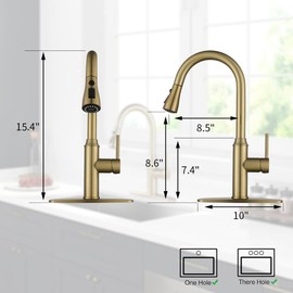 Gold Kitchen Faucet with Sprayer,Single Handle Kitchen Sink Faucet with Pull Out Sprayer, Champagne Bronze, Arofa Brushed Gold Brass Faucets for RV/Outdoor/Laundry Sink