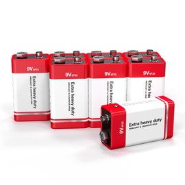 9V Batteries Carbon 9 Volt Battery for Smoke Detector 6F22 Square Battery, Long-Lasting, 4 Pack