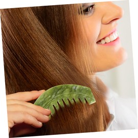 LALADEFIEE Natural Jade Stone Comb for Hair - Lightweight Gua Sha Scraping Comb for Women - Detangling Massage Head Comb Engraved Carving Design Ideal for Ladies Hair Care and Wellness