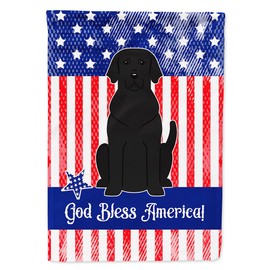 Caroline's Treasures BB3052CHF Patriotic USA Black Labrador House Flag Large Porch Sleeve Pole Decorative Outside Yard Banner Artwork Wall Hanging, Polyester, House Size, Multicolor
