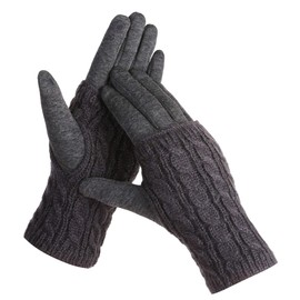 Belle Dame Women’s Knitted Touchscreen Gloves Texting Gloves Winter Gloves Driving Gloves Warm Lining (GL513-GRY)