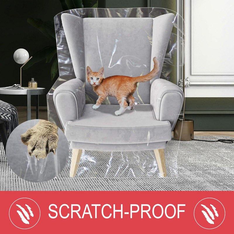 LAMINET Heavy-Duty Plastic Recliner Cover – Clear Vinyl Waterproof Protector