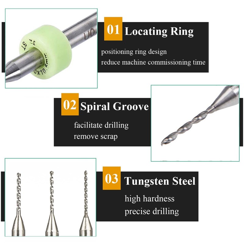 TA-VIGOR 10Pcs Micro Drill Bit 1.1mm, Green PCB Drill Bits