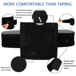 2PCS Breathable Feeding Tube Belt, Concealment and Comfortable Gastrostomy G Tube Accessories, Peritoneal Dialysis Belt with Mesh Sponge Pad Black Pd Belts Dialysis for Men Women Adults (L)