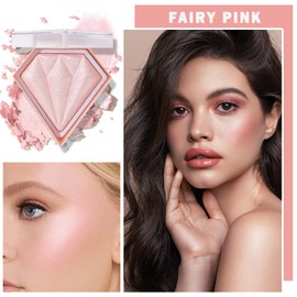 Face Pink Blush Highlighter Makeup Palette Shimmer Contour Powder Waterproof Long-Lasting, Brightens Face Complexion Contour Illuminator Highlighters Blush Powder Makeup Palette - 03 Fairy Powder