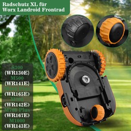 Wheel Protector XL for Worx Landroid Front Wheel with Robust Profile Tuning, Compatible with Wheel Models M500, M500 Plus, M700, M700 Plus, S300 - Black/Orange