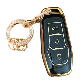 WENHENI for Ford Key Fob Cover with Keychain Fit for Ford Explorer 2016 2017 Smart Key Shell (Black)