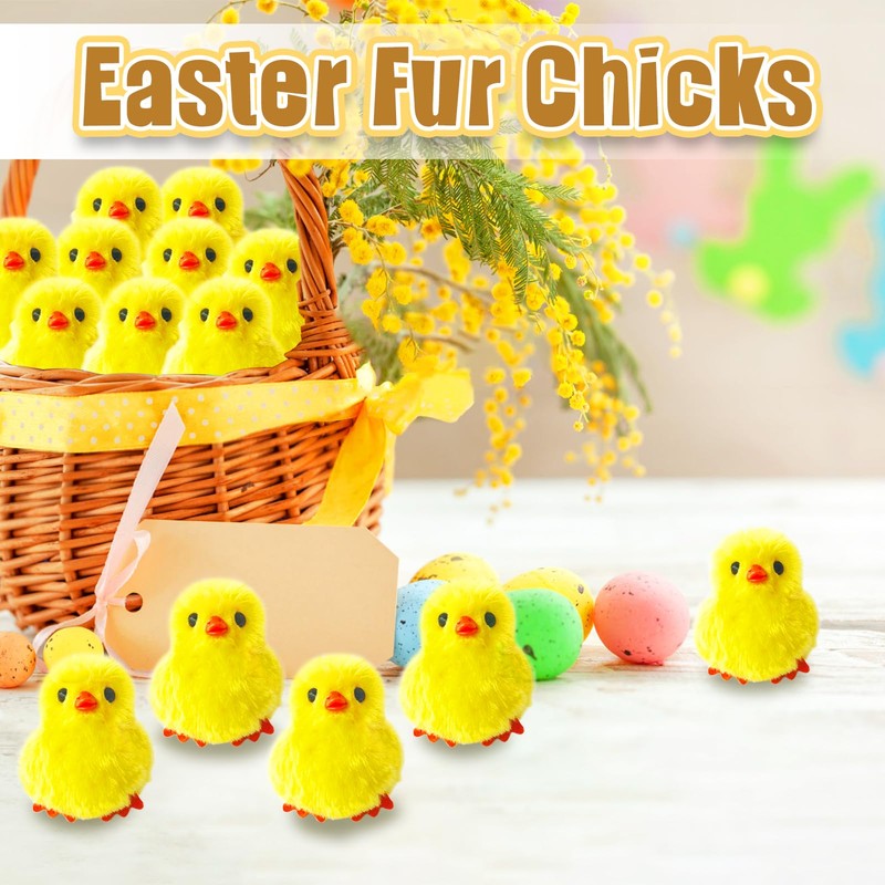 Baaxxango 12 Pcs Easter Fluffy Chicks,3.4 Inch Yellow Soft Plush