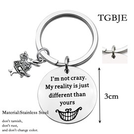 TGBJE The Cheshire Cat Quote I Am Not Crazy Alice's Adventures In Wonderland March Hare Charm Keychain (reality keychain)