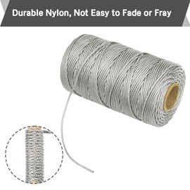 tenn well 1.5mm Roman Blind Cord, 328 Feet Braided Cord Blind Nylon String Pull Cord for Blind Shade, Picture Hanging, Bracelet Making and Crafts (Grey)