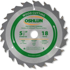 Oshlun SBW-055018 5-1/2-Inch 18 Tooth ATB Fast Cutting and Trimming Saw Blade with 5/8-Inch Arbor (1/2-Inch and 10mm Bushings)