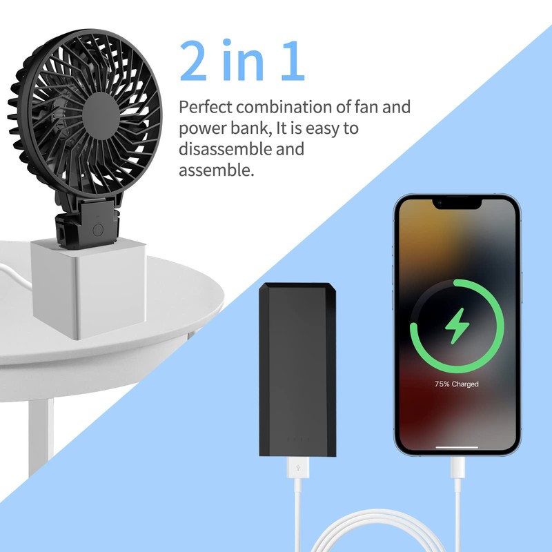 HandFan 5200mAh Portable Fan Handheld, 6 Speeds Hand Held Fan