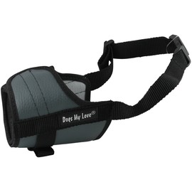 Adjustable Dog Muzzle 6 Sizes Gray (XS: 5.5"-7.5" Snout Circumf.)