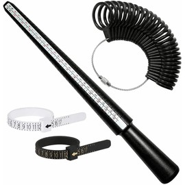 Medidor de Anillos, Herramienta de Medición del Tamaño del Anillo con Mandril de Plástico para Anillos y Medidor de Tamaño deAnillos, 4 en 1 Mandril de Anillo para Fabricación de joyas (Básica) (4)