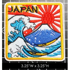 Unbranded Japan Ocean Waves Embroidered Iron on Patch