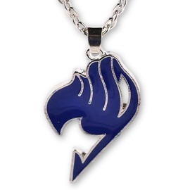 Dark Blue Magic Symbol Necklace - 4.5x2.5cm Metal Enamel Pendant - 55cm Chain - Fantasy Inspired Ice Character