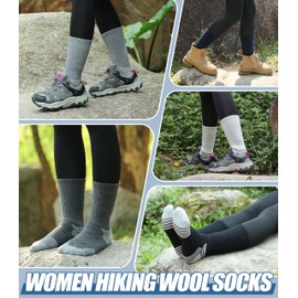 NOCIN COLOR Merino Wool Hiking Socks for Women Men Thermal Winter Warm Boot Socks Athletic Work Cozy Cushion Socks 5 Pairs (Black/Navy Blue/Dark Gray/Gray/White,Medium)