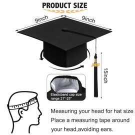 Mukum Matte Graduation Cap and Gown 2025 Set Bulk with Tassel 2025 Honor Cord Graduations Stoles Unisex Black Cap and Gowns for High School College Ceremony Bachelor Black-54