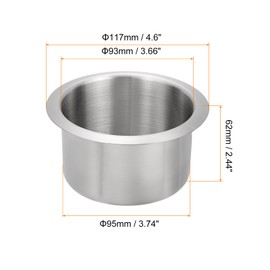 uxcell 201 Stainless Steel Drop-in Cup, 2.44" x 4.6" Drink Can Holder Poker Table Cup Holder Insert for Sofa Boat Car Marine, Silver