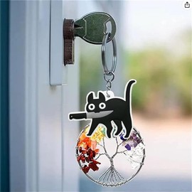 EACTEL Cat Keychain, PVC Black Cat Keychain, Cute Cat Key Chain and Charm for Handbags, Purses, Bags, Belts