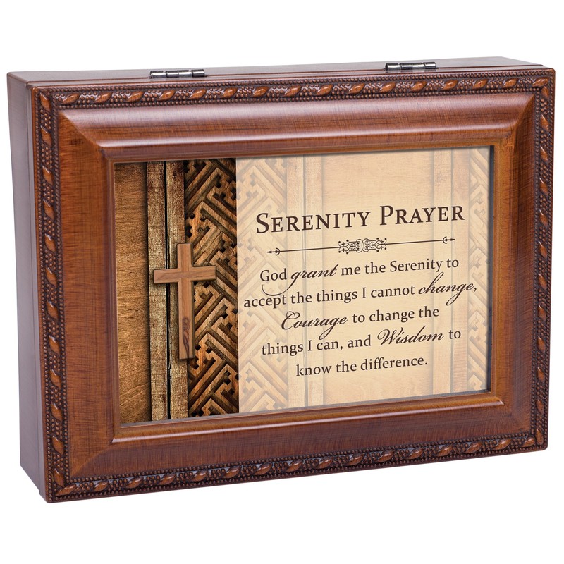 God Grant Me The Serenity Woodgrain Keepsake Music Box Plays
