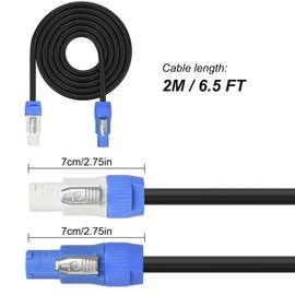 XMSJSIY PowerCon Power Cable 14 AWG 3 Pin AC PowerCon Input to Output Power Extension Cable Cord Wire for LED Screen Beam Moving Head Light, Stage Light Power,Audio Video Equipment and More-2M/6.5FT