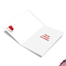 NobleWorks 12 Christmas Greeting Cards Box Set with 5 x 7 Inch Envelopes (1 Design, 12 Each) Santa Hat Puppies - Snow C10188CXSG-B12x1