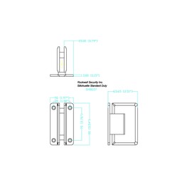 Rockwell Security Mont Hard Wall to Glass Beveled Shower Hinge in Brushed Nickel Finish for Frameless Heavy Glass Shower Doors Fits 3/8 Inch to 1/2 Inch Thick Glass