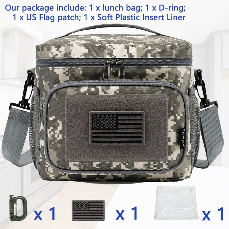 FlowFly Tactical Lunch Bag Large Insulated Lunch Box Cooler Tote