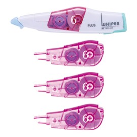 プラス 修正テープ ホワイパー PT 本体 6mm 1個 交換テープ 6mm 3個 ペールパープル