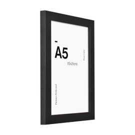 Contemporary Black A5 Wooden Picture Frame for A5 (15 x 21cm) Photos or Pictures, Plexi Glass, Freestanding or Wall Mounted Landscape or Portrait