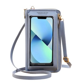 ALVEIN Smartphone Pouch, Pouch, Smartphone Shoulder, Long Wallet, Port, Transparent, Includes Charging Port, Phone Operation, Touch Screen Compatible, With Touch Screen, With Charging Port (Blue)
