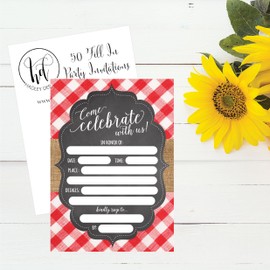 Hadley Designs 50 Red and White Summer BBQ Party Invitations for Children Kids Teens & Adults I Do Barbecue Beach Housewarming Cards Summertime Birthday Pool Family Reunion Invite Picnic Cookout Invites