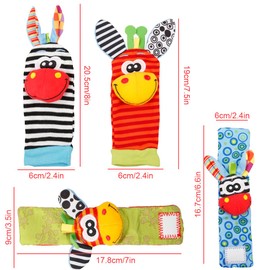 Baby Rattle Toys - 4Pcs Foot Finder and Sock Wrist Rattles