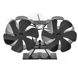 Dual Heat Stove Fan Dual Head 12 Blades Heat Self Powered Stove Fan for Wood Stove Wood  Fireplace