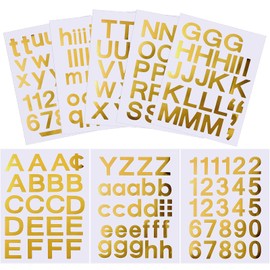 Outus 8 Sheets Vinyl Letter Stickers Self Adhesive Mailbox Alphabet and Numbers Outdoor Vinyl Letters for Scrapbooking Crafts Bulletin Board Classroom School Supplies(1 Inch,Gold)
