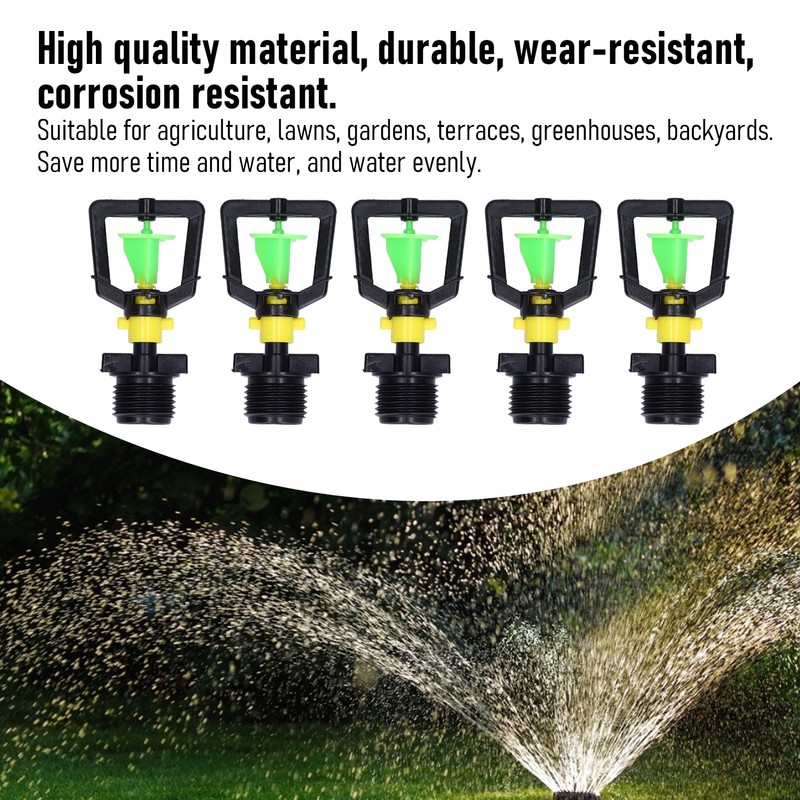 5PCS G1/2 Male Thread Rotating Sprinkler Nozzle Spray Head Misting