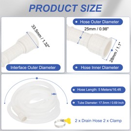 PATIKIL 16.4ft Air Conditioner Drain Kit, 2 Set Universal AC Drain Hose Connector Hose with Clamp Cuttable Rubber Adapter for Mini-Split Window AC Unit Dehumidifier Faucet