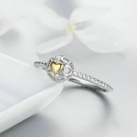 PAHALA 925 Sterling Silver My Love Cubic Zirconia Vintage Wedding Engagement Band Ring 6