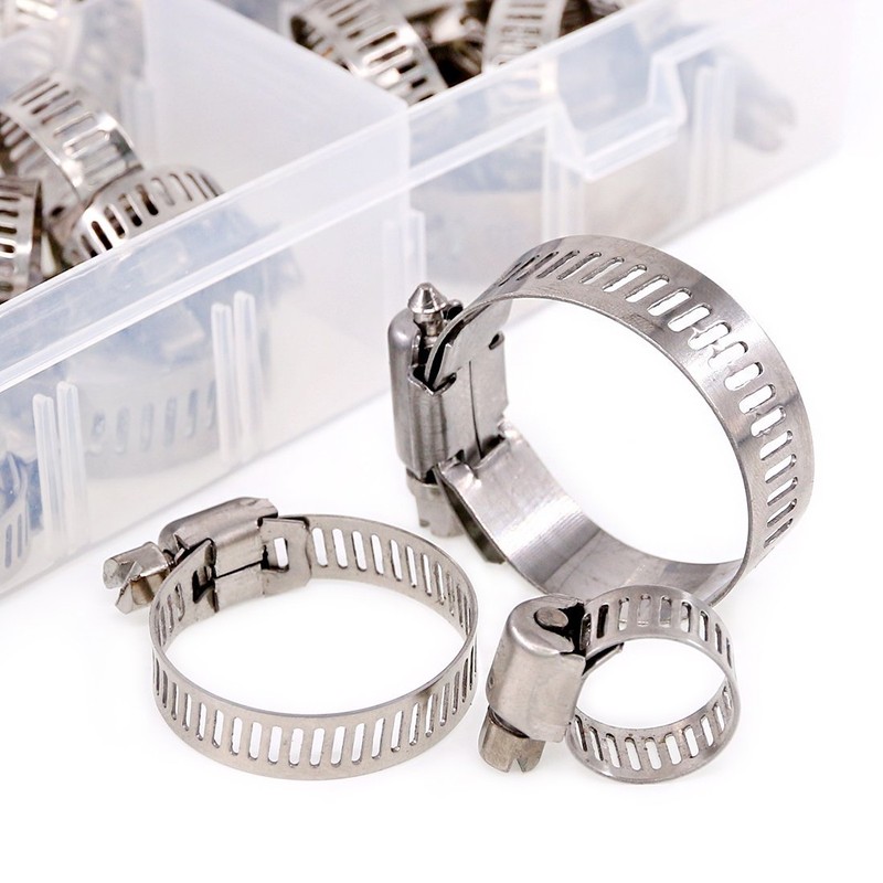 Swpeet 60Pcs Assorted Sizes Hose Clamps Kit, 304 Stainless Steel