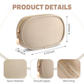 Pinkunn 3 Pcs Nylon Cosmetics Bag Mini Makeup Bag Pouch for Purse Preppy Organizer Pouch Small Cosmetic Travel Makeup Nylon Zipper Purse Organizer for Women (Elegant Color)