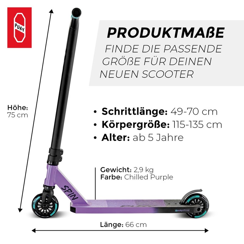 PUKY Spin High-Quality Scooter for Children 5+, One Piece Bar