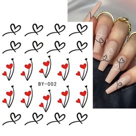 Heart Nail Art Stickers Valentine's Day Nail Art Water Decals Transfer Nail Supplies Heart Letters Designs Sticker for Women Acrylic Nails Valentines Day Decorations