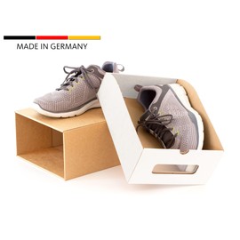 BigDean 20x Shoe Storage Brown / White with Viewing Window Storage Box Stackable Storage Box Shoe Box Shoe Box Shoe Box Multi-Purpose Box Drawer Cardboard Made of Kraft Paper