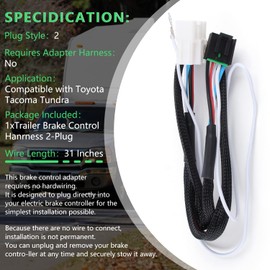 Newdeli - Arnés de control de freno para remolque, adaptador de cableado de control de freno, compatible con Toyota Tundra, Tacoma, diseñado para controles de freno de remolque